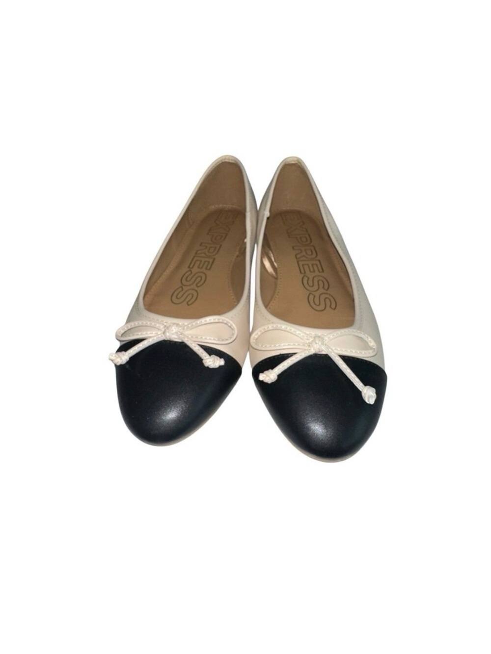 Express Two-Tone Black and Cream Ballet Flats